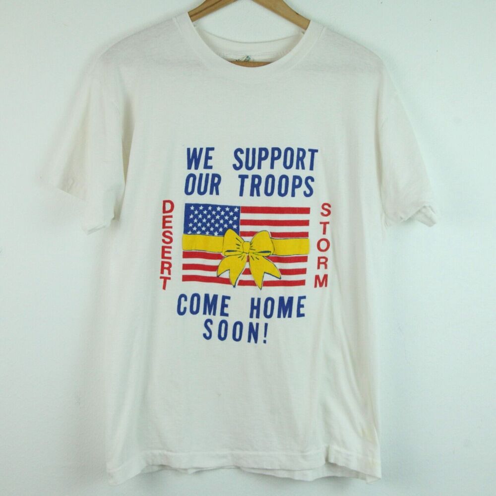 Screen Stars XL Vintage 90s Single Stitch Desert Storm Shirt USA Patriotic Flag